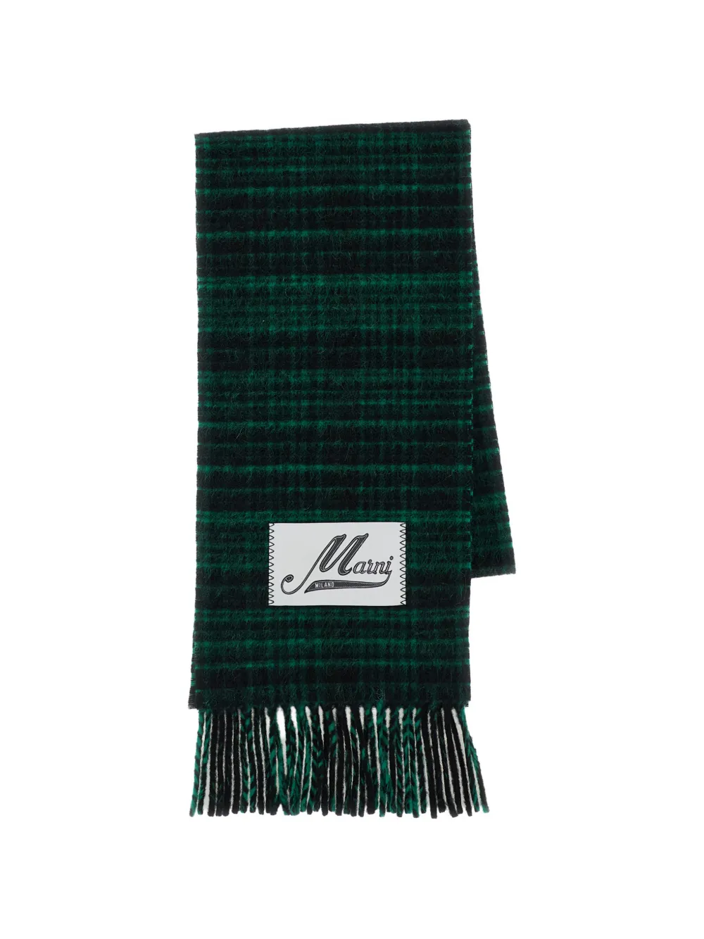 Marni check-pattern fringed scarf - Grün