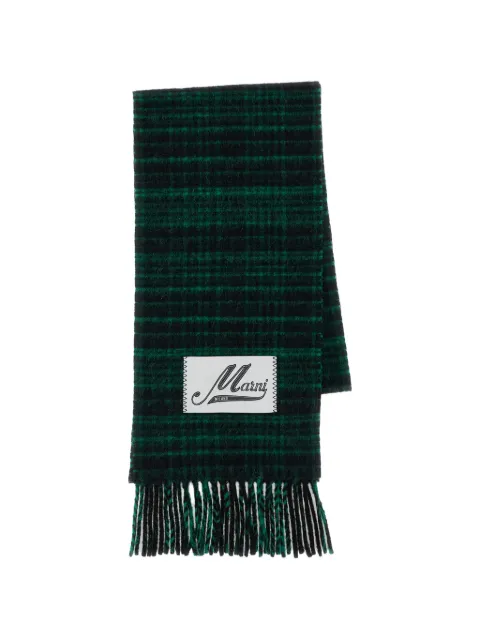 Marni check-pattern fringed scarf