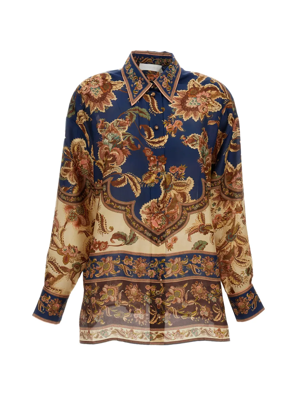 ZIMMERMANN floral-print silk shirt - Braun