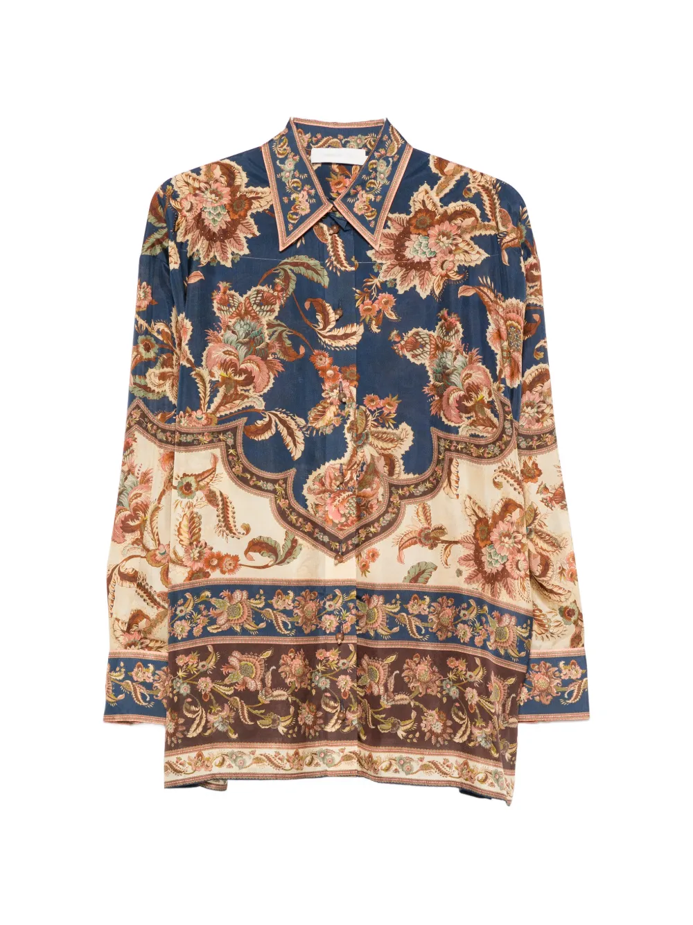 ZIMMERMANN floral-print silk shirt - Braun