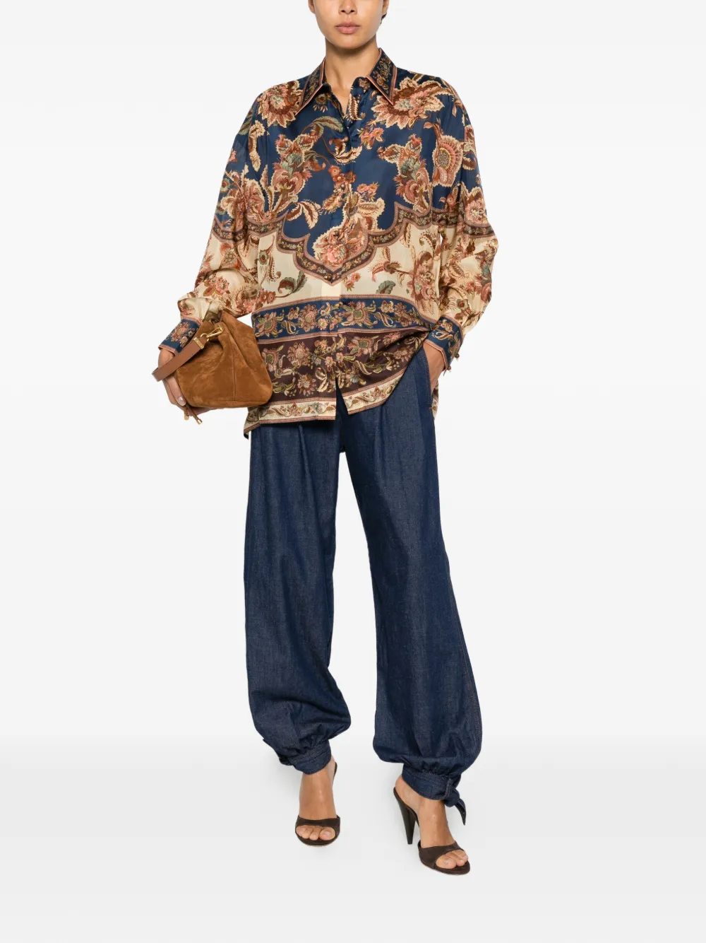 ZIMMERMANN Aster broek met bloemenprint Bruin