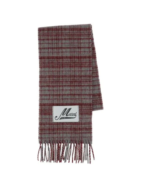 Marni check-pattern fringed scarf