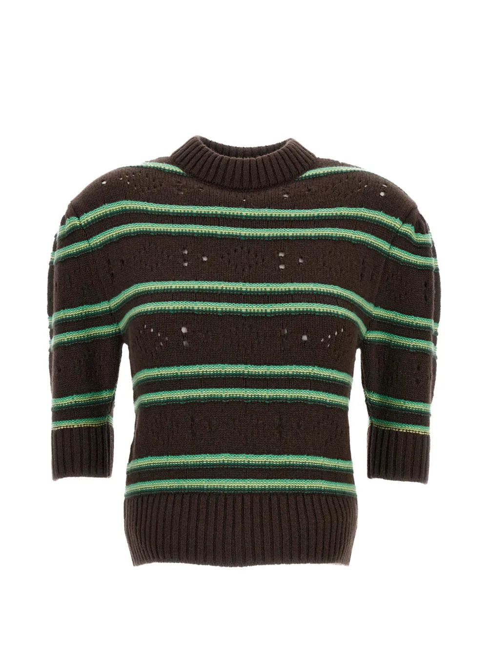 Marni striped perforated sweater - Marrone