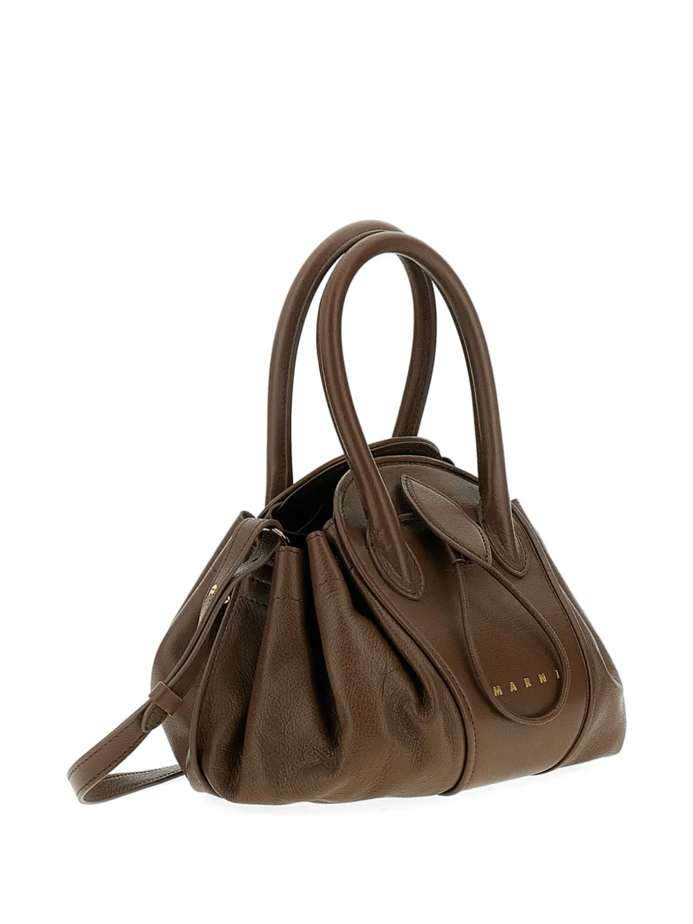 Marni Kleine Tulipea leren handtas Bruin