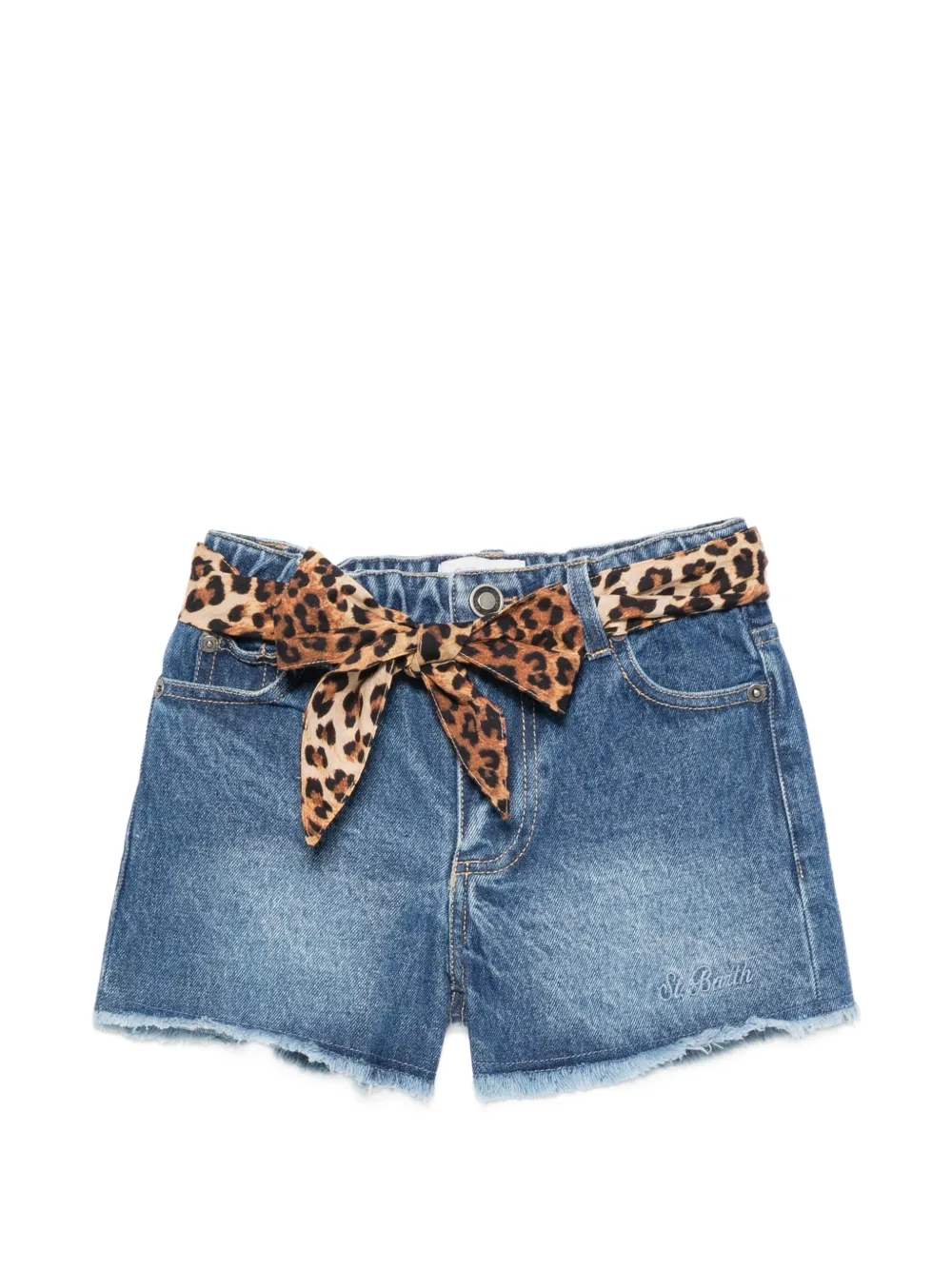 MC2 Saint Barth Kids Kiko shorts met franje afwerking Blauw