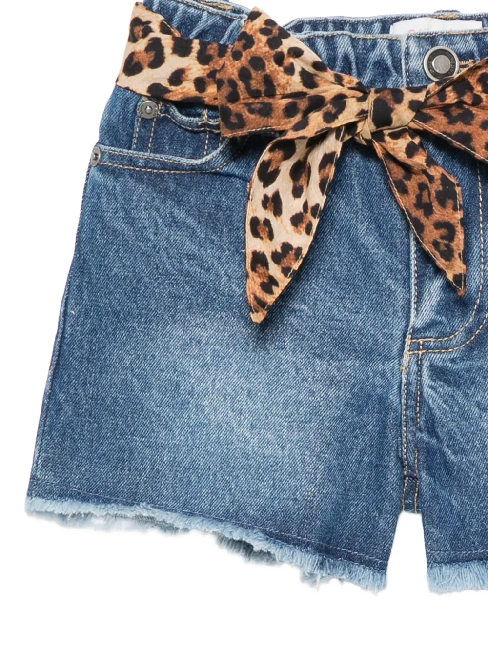 MC2 Saint Barth Kids Kiko shorts met franje afwerking Blauw