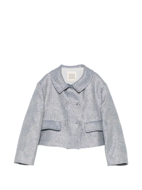 Douuod Kids double-breasted metallic-effect jacket