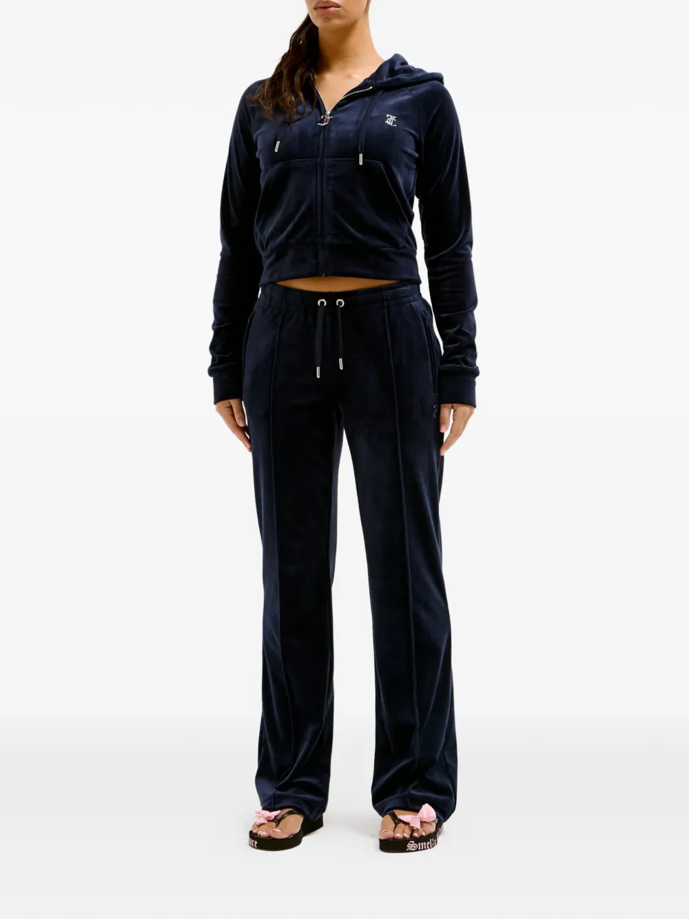 Juicy Couture Diamanté fluwelen trainingsbroek Blauw