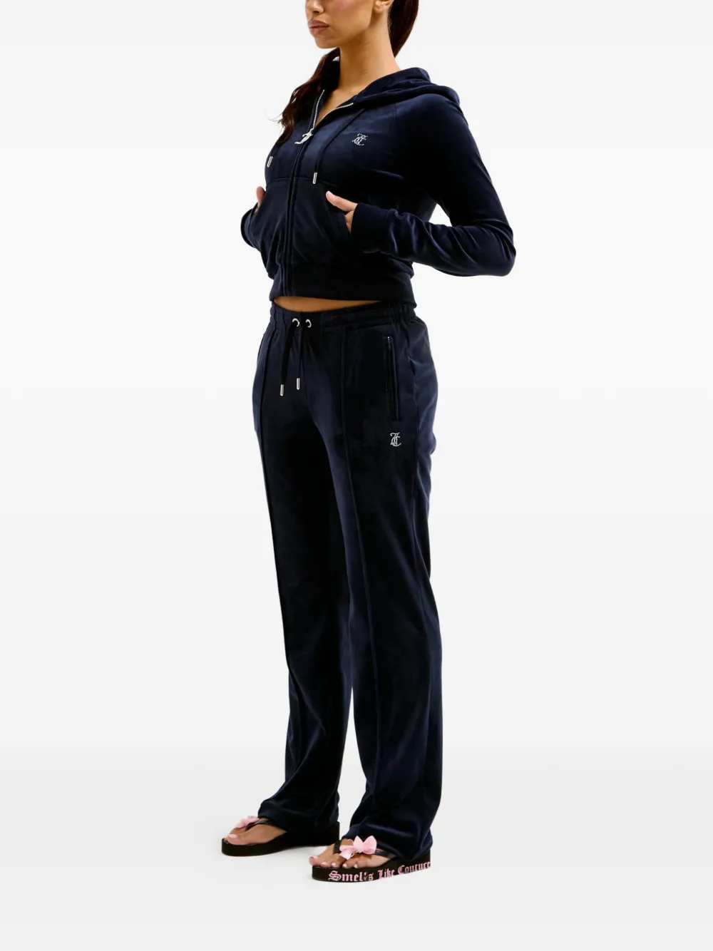 Juicy Couture Diamanté fluwelen trainingsbroek Blauw