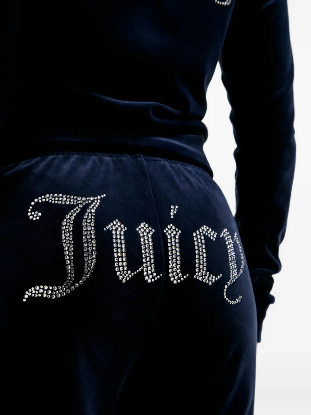 Juicy Couture Diamanté fluwelen trainingsbroek Blauw