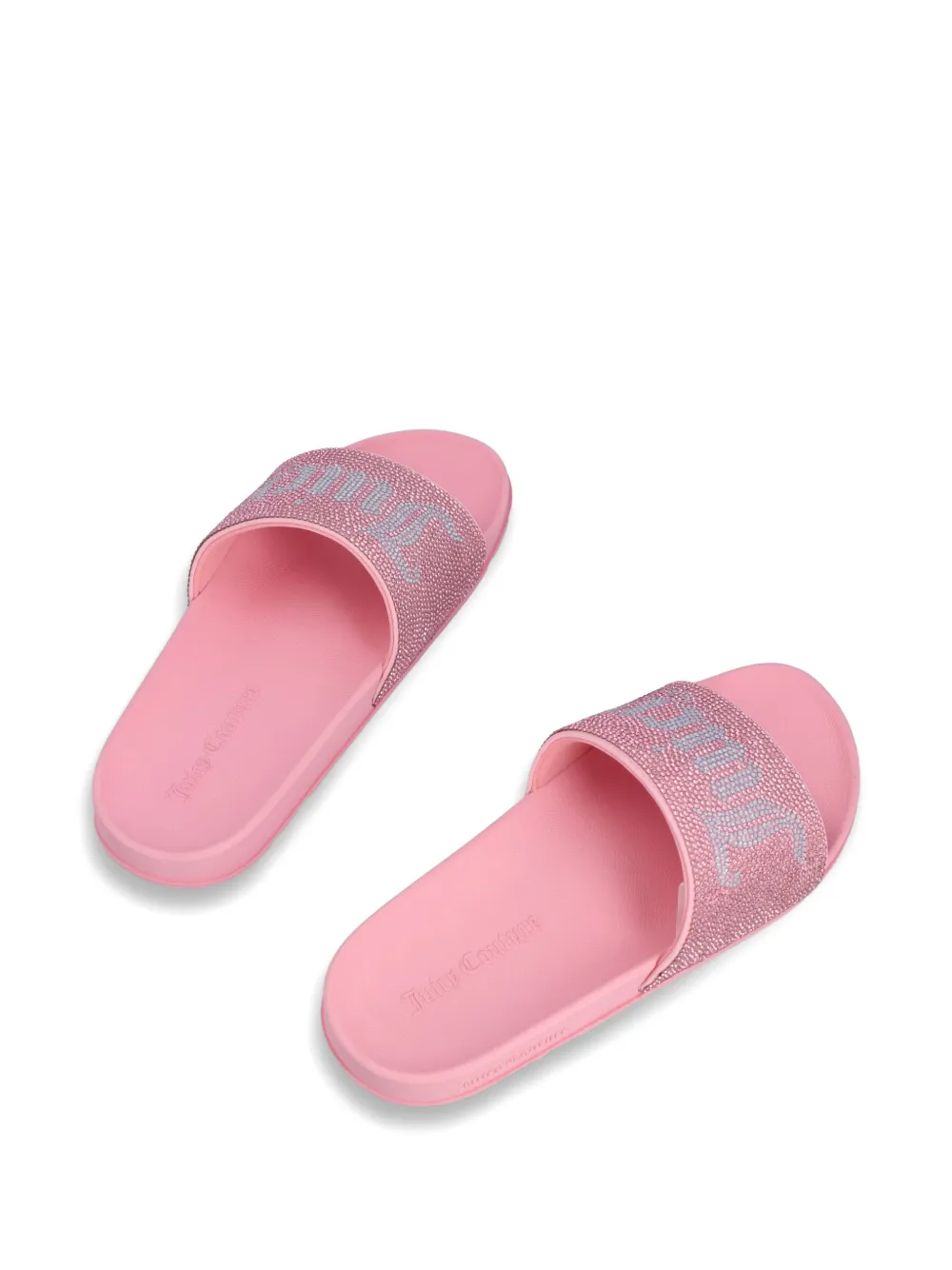 Juicy Couture Diamanté fluwelen slippers Roze