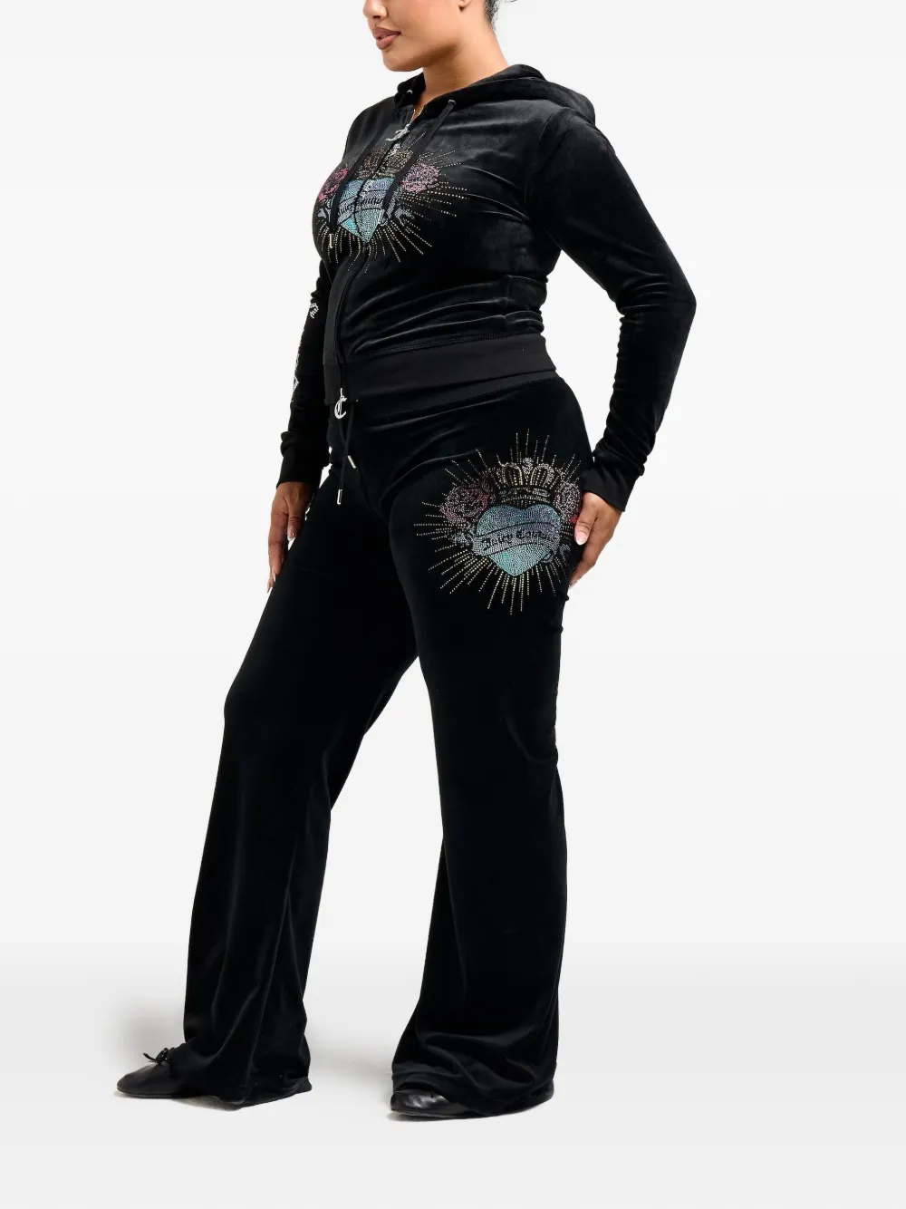 Juicy Couture Sacred Heart trainingsbroek met diamanté-verfraaiing Zwart