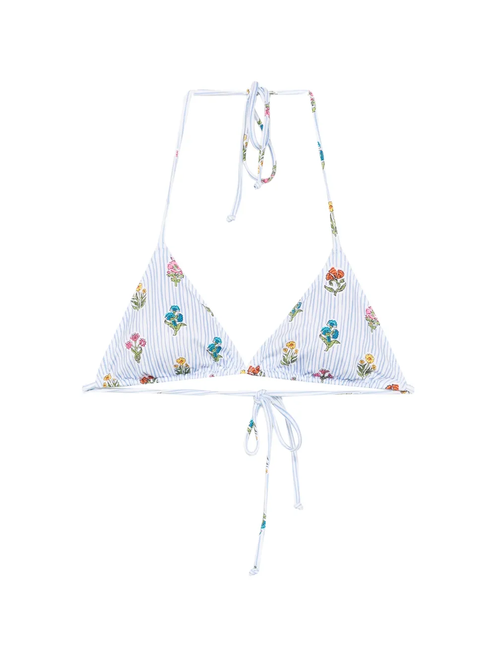 MC2 Saint Barth Leah floral-print striped bikini top