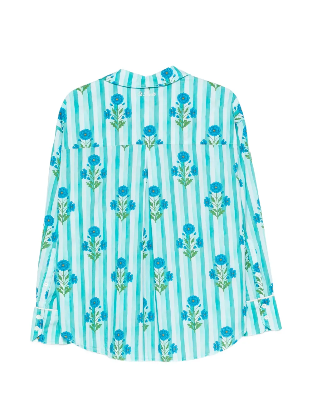 MC2 Saint Barth Katoenen gestreepte blouse met bloemenprint Blauw