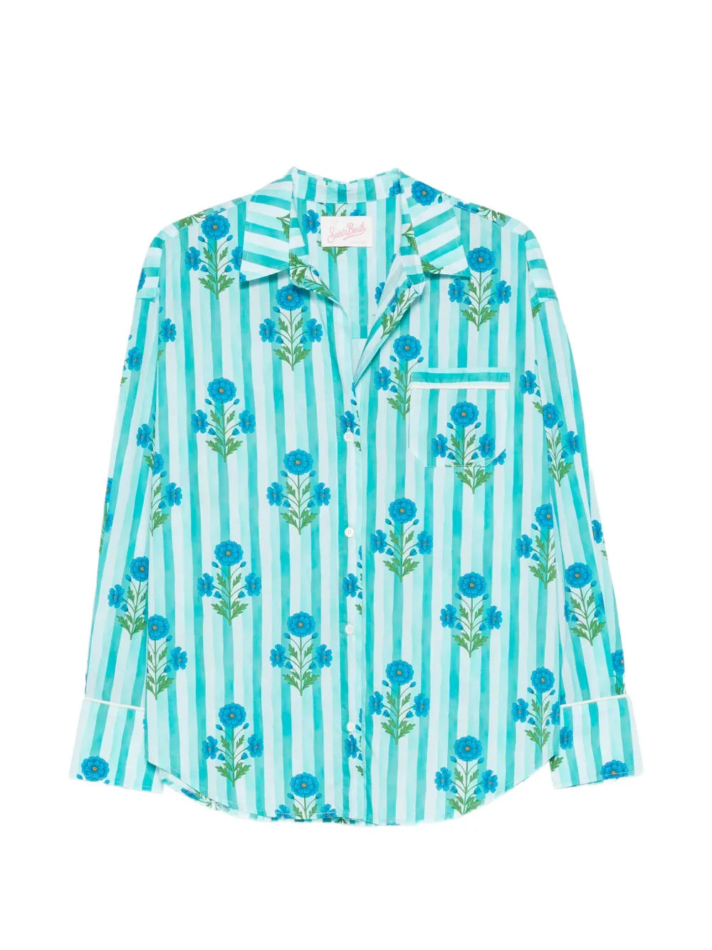 MC2 Saint Barth striped floral-print cotton shirt · M