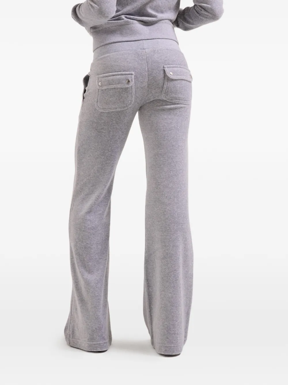 Juicy Couture Low-waist katoenen-fluwelen trainingsbroek Zilver