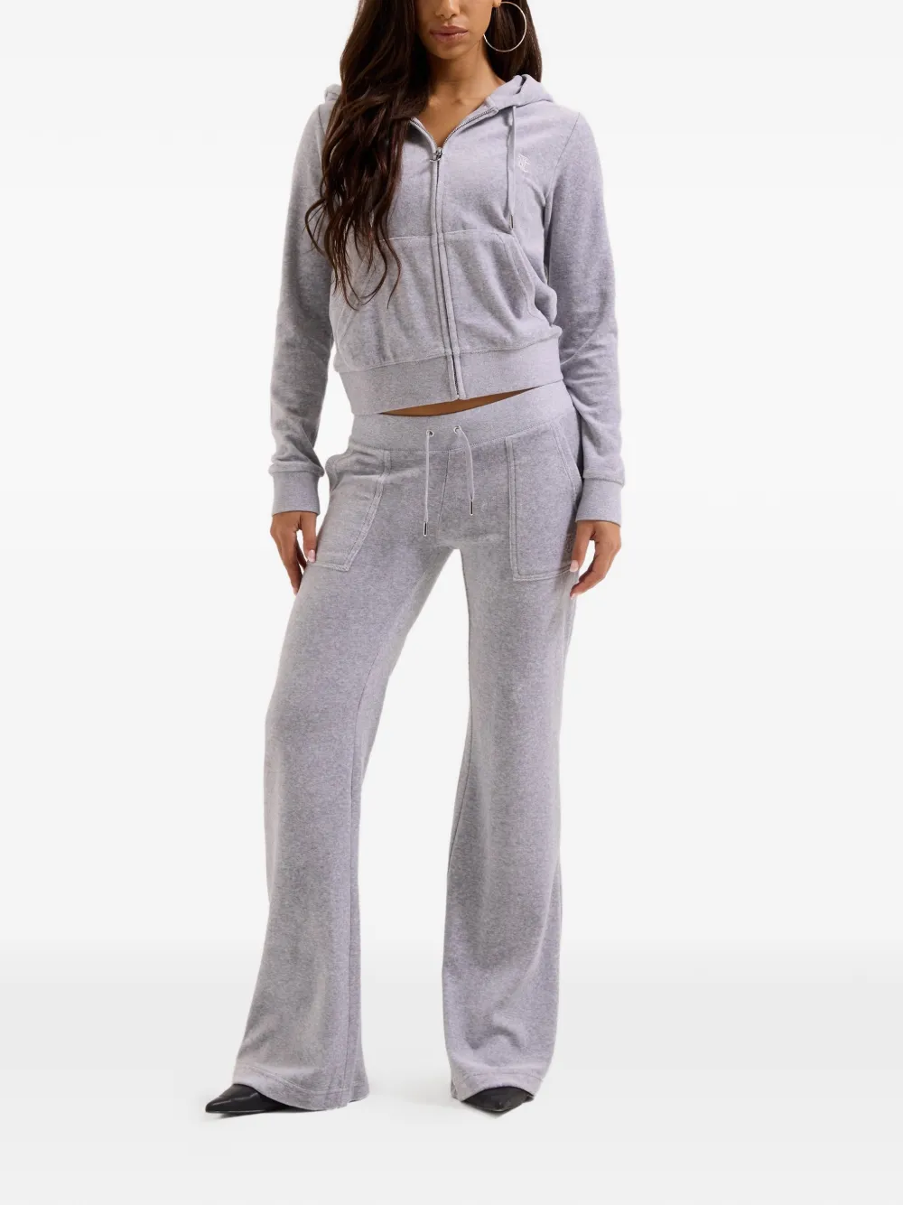 Juicy Couture Low-waist katoenen-fluwelen trainingsbroek Zilver