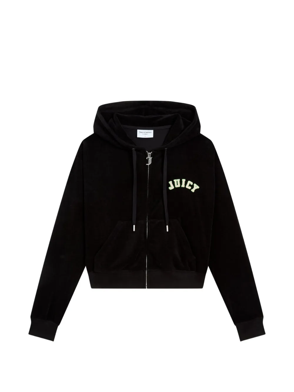 Juicy Couture Felpa crop con cappuccio e logo - Nero
