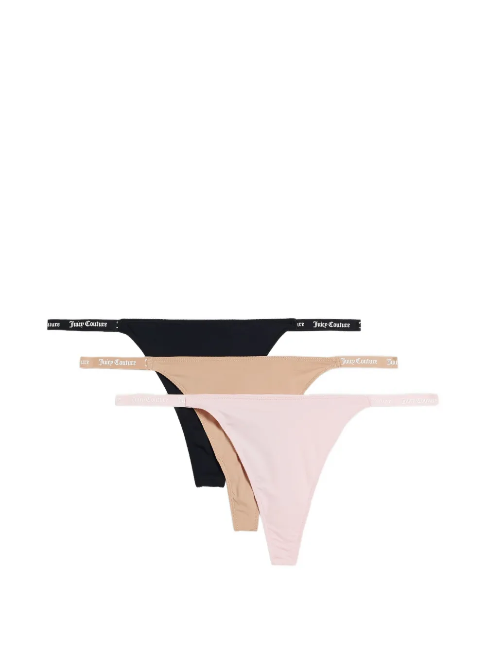 Juicy Couture Set di 3 perizoma con banda logo - Nero