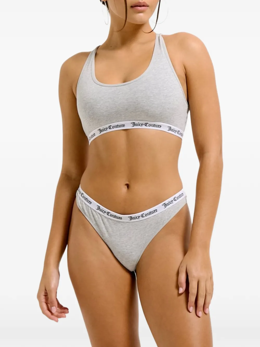 Juicy Couture logo-tape racerback bralette - Grigio