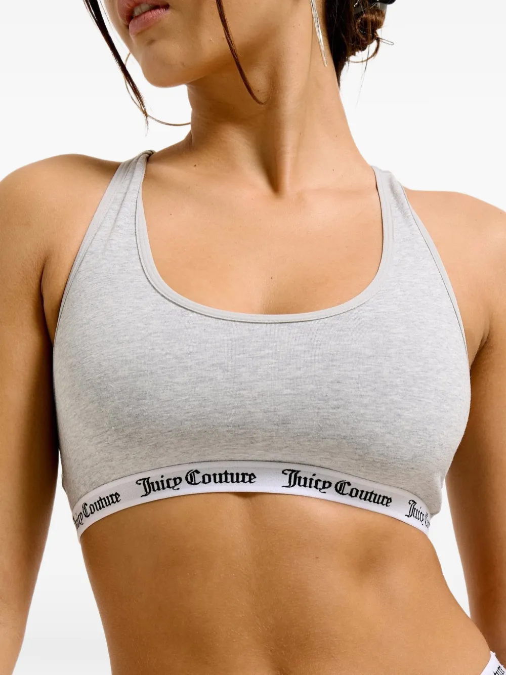 Juicy Couture logo-tape racerback bralette Grijs