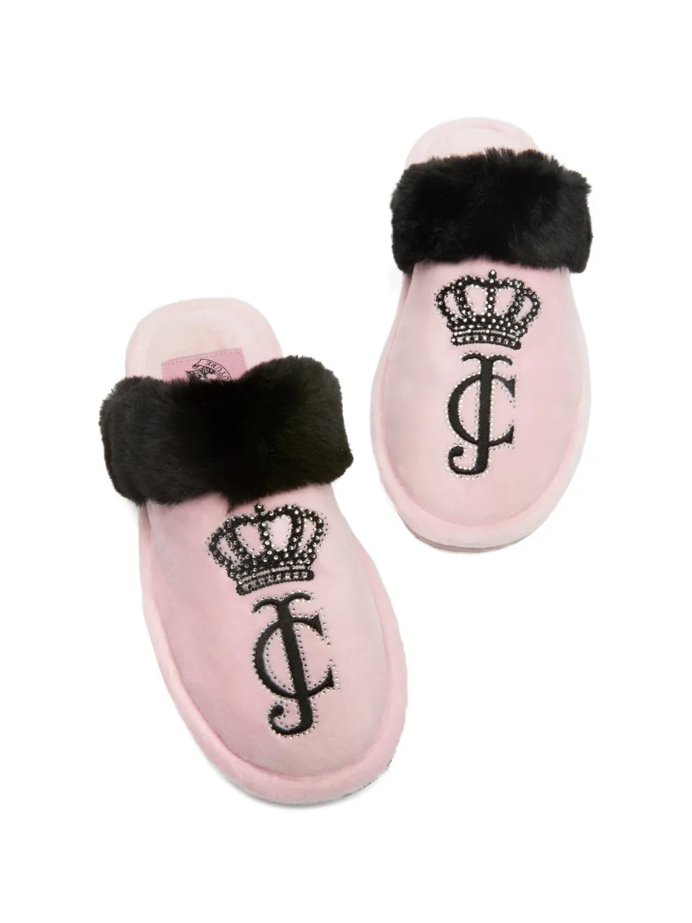 Juicy Couture Heritage Crown fluwelen slippers Roze