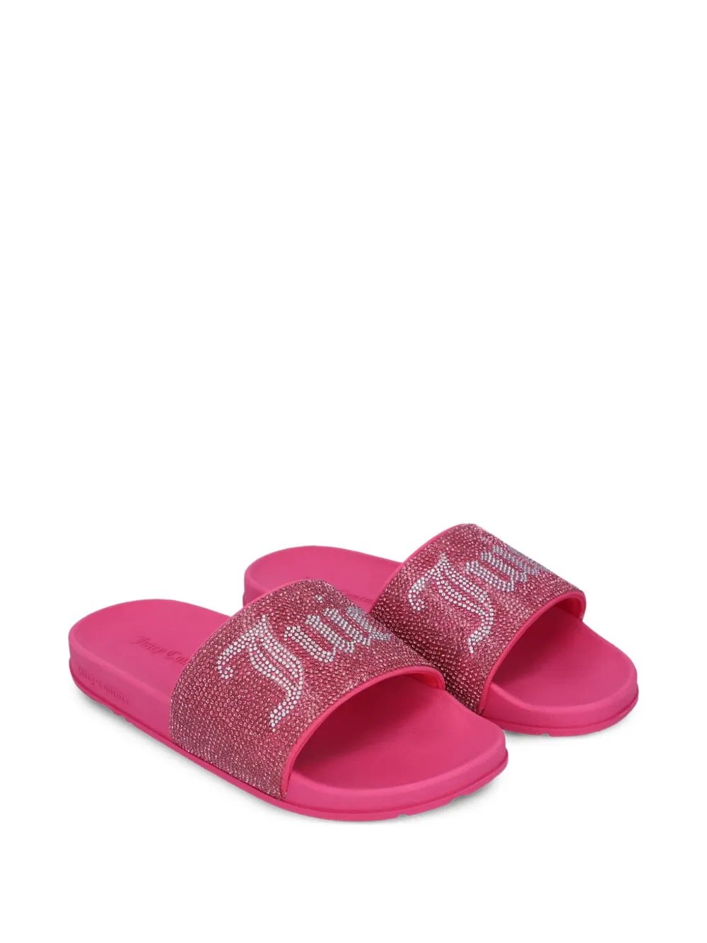 Juicy Couture Diamanté fluwelen slippers Roze