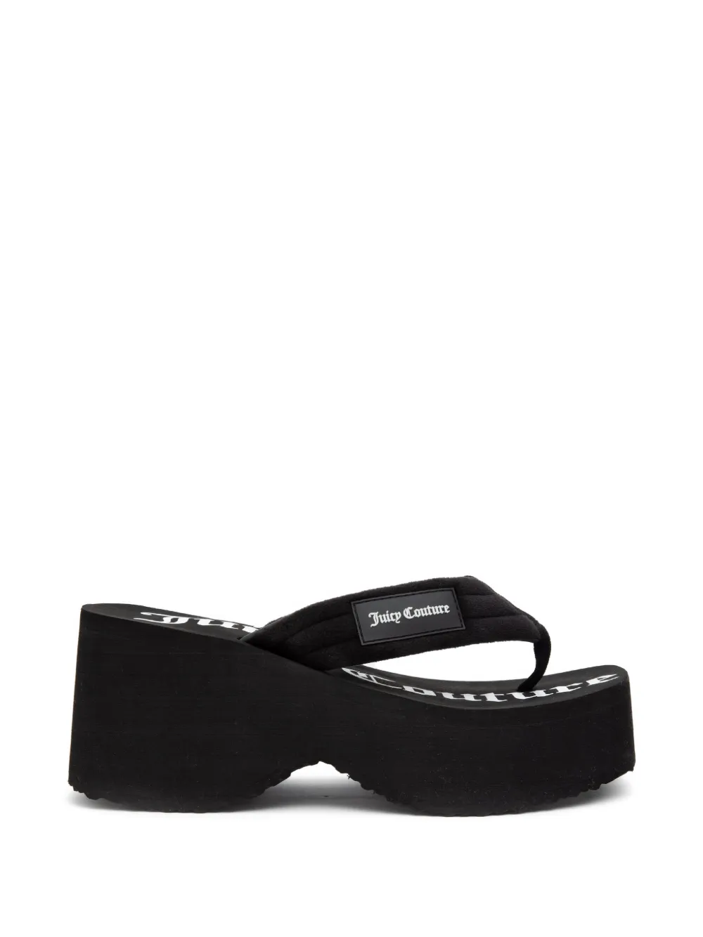 Juicy Couture Teenslippers met plateauzool en sleehak Zwart