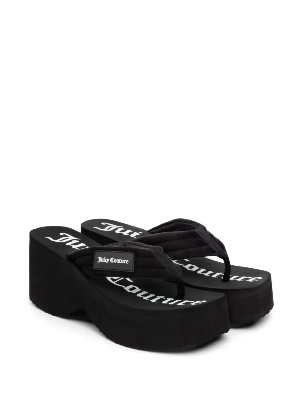Juicy Couture Teenslippers met plateauzool en sleehak Zwart