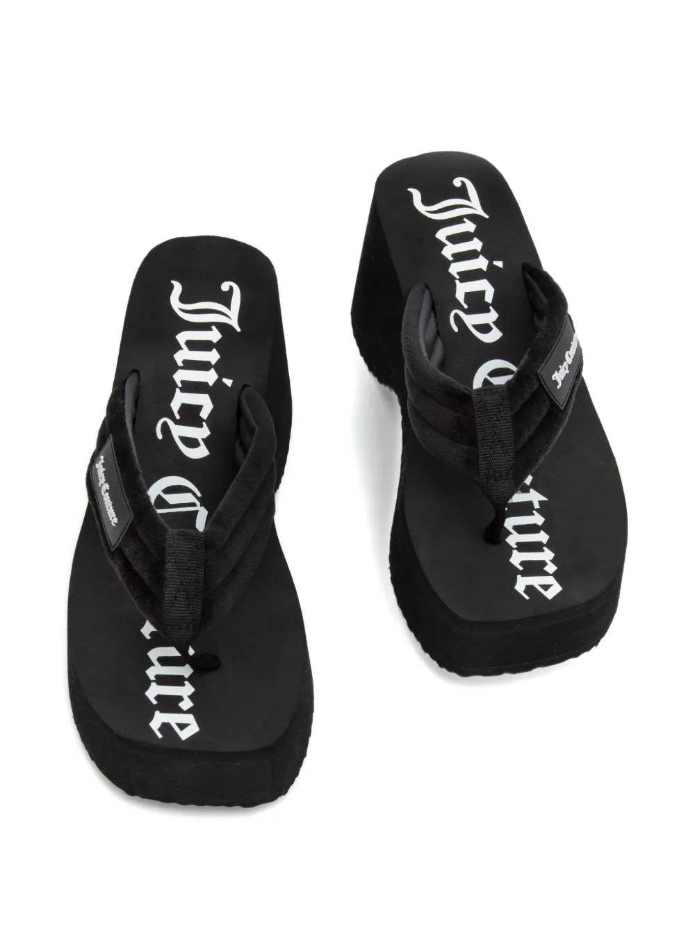 Juicy Couture Teenslippers met plateauzool en sleehak Zwart