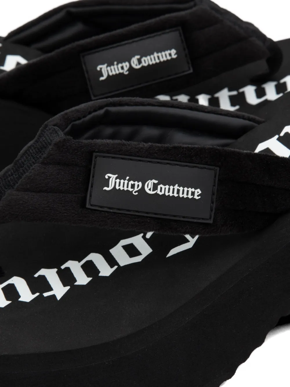 Juicy Couture Teenslippers met plateauzool en sleehak Zwart