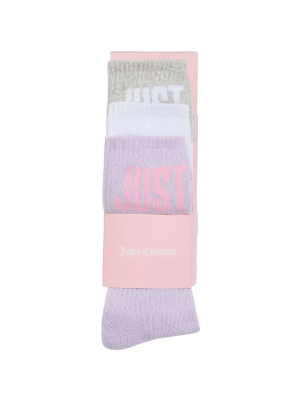 Juicy Couture Drie paar geribbelde sokken met logo-intarsia Paars