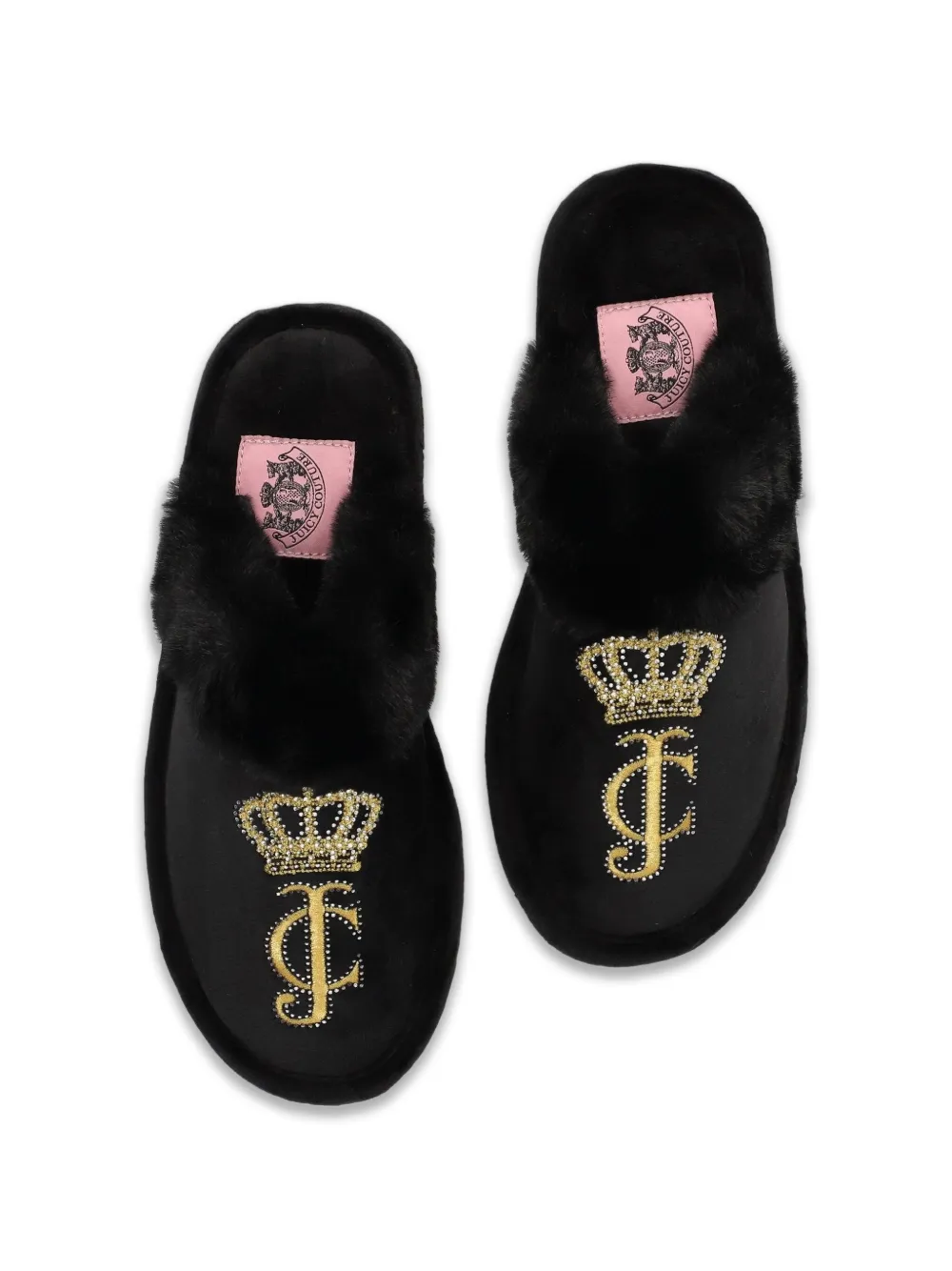 Juicy Couture Heritage Crown fluwelen slippers Zwart