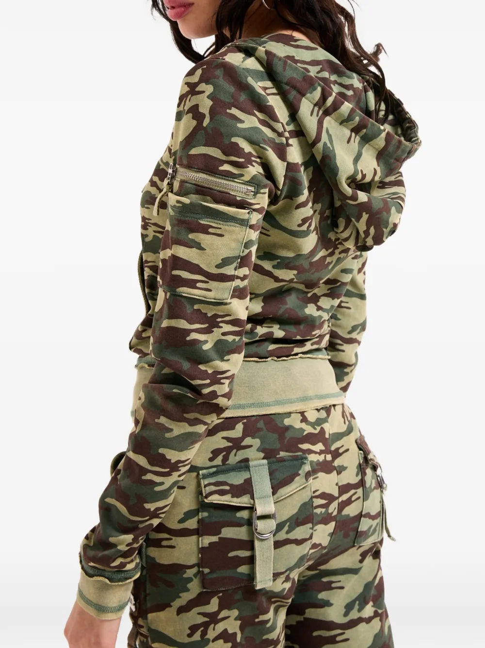Juicy Couture Hoodie met camouflageprint en rits Groen
