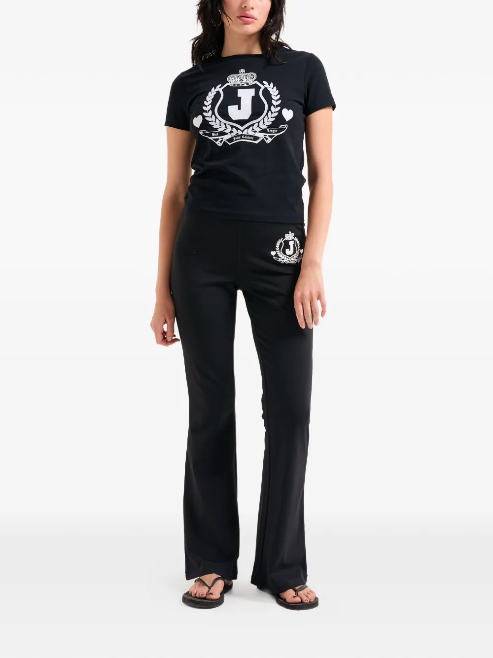 Juicy Couture Flared broek met logoprint Zwart