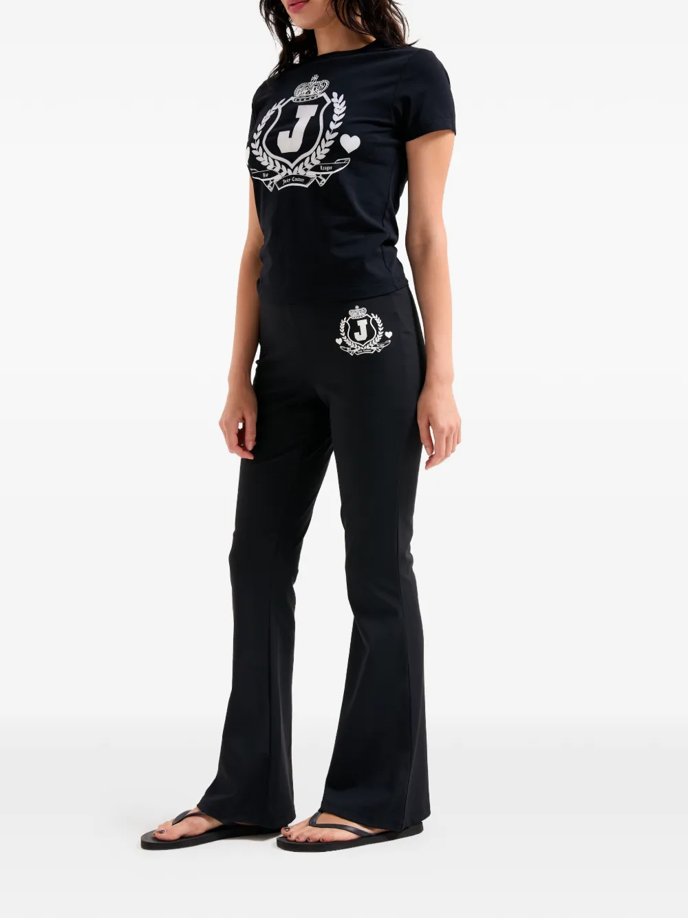 Juicy Couture Flared broek met logoprint Zwart