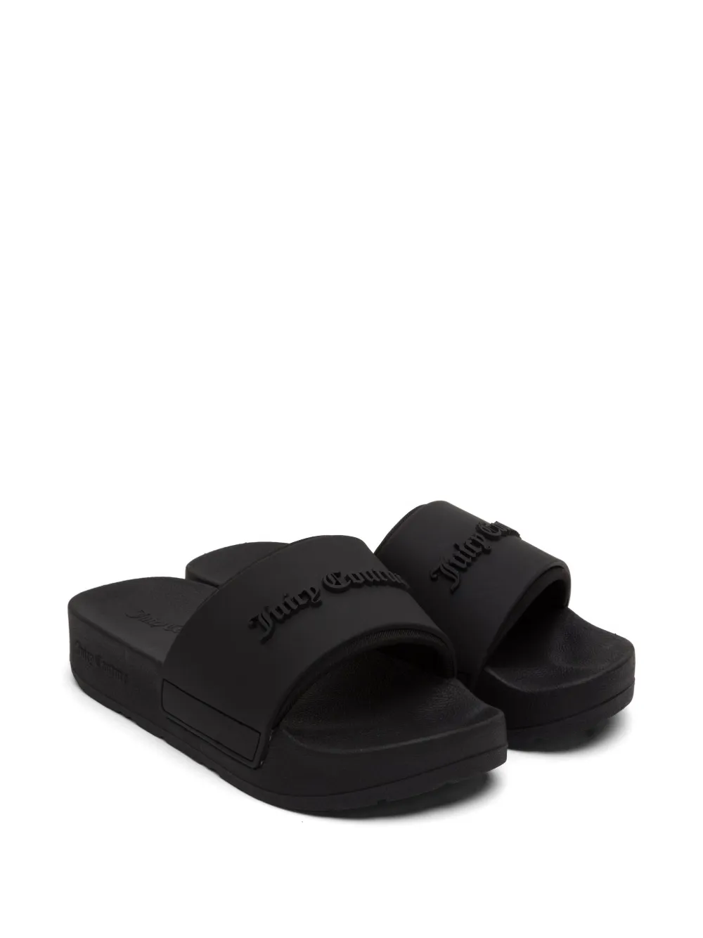 Juicy Couture Slippers met logo-plakkaat met reliëf Zwart