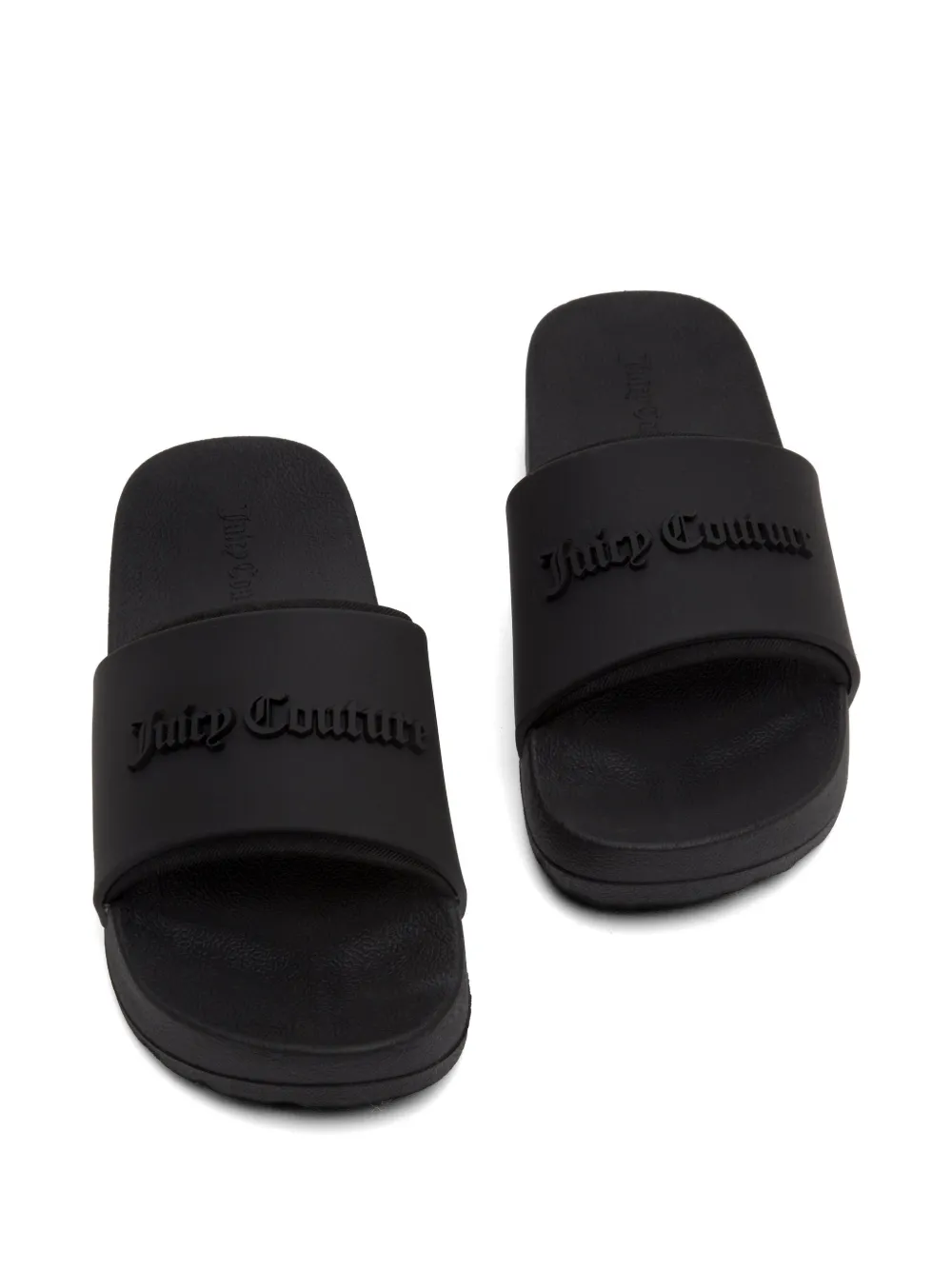 Juicy Couture Slippers met logo-plakkaat met reliëf Zwart