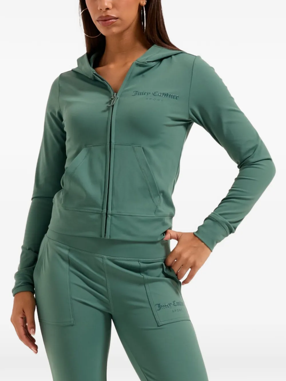 Juicy Couture Hoodie met logoprint en rits Groen