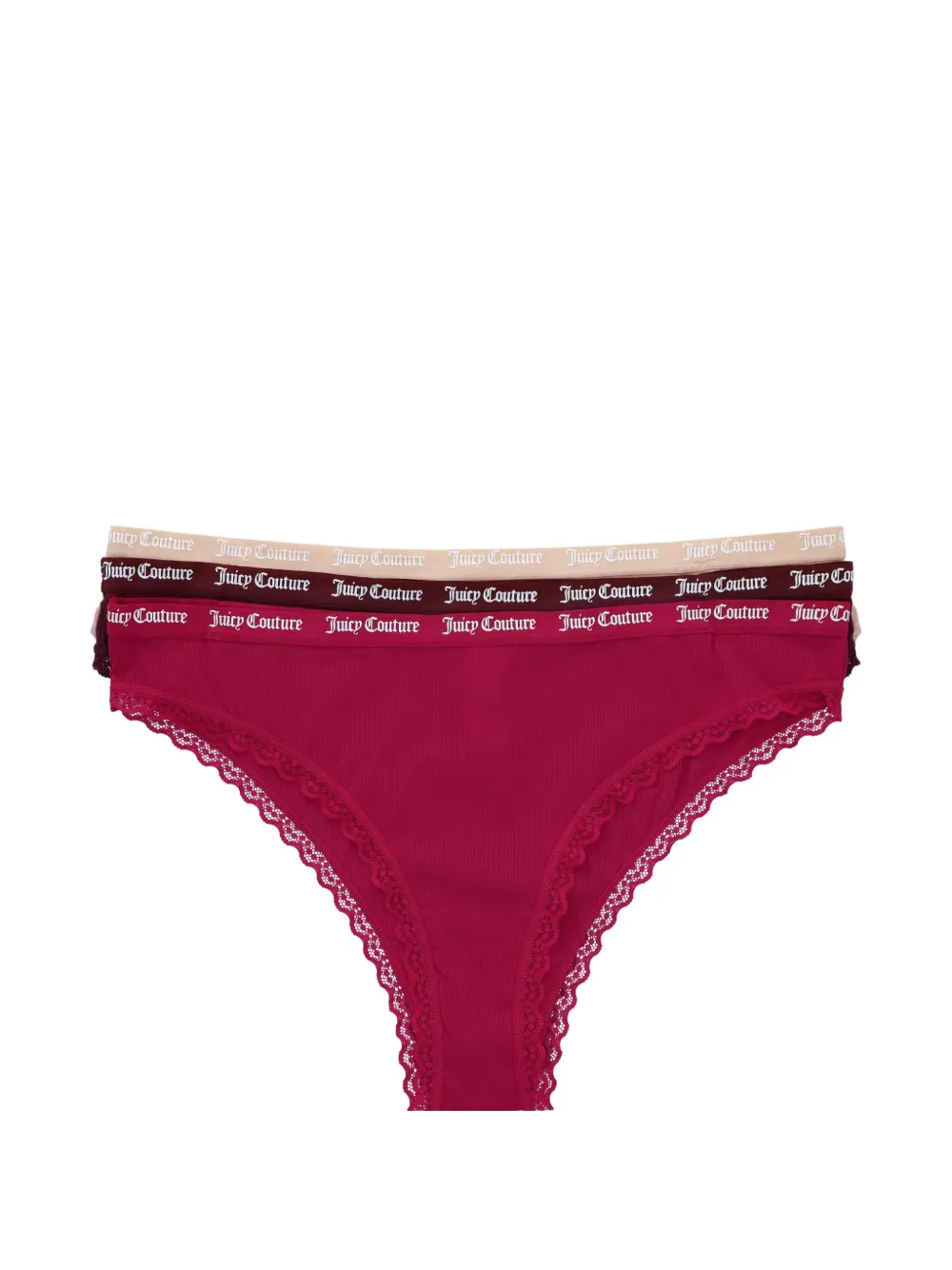 Juicy Couture Set di 3 slip con bordo in pizzo - Rosso