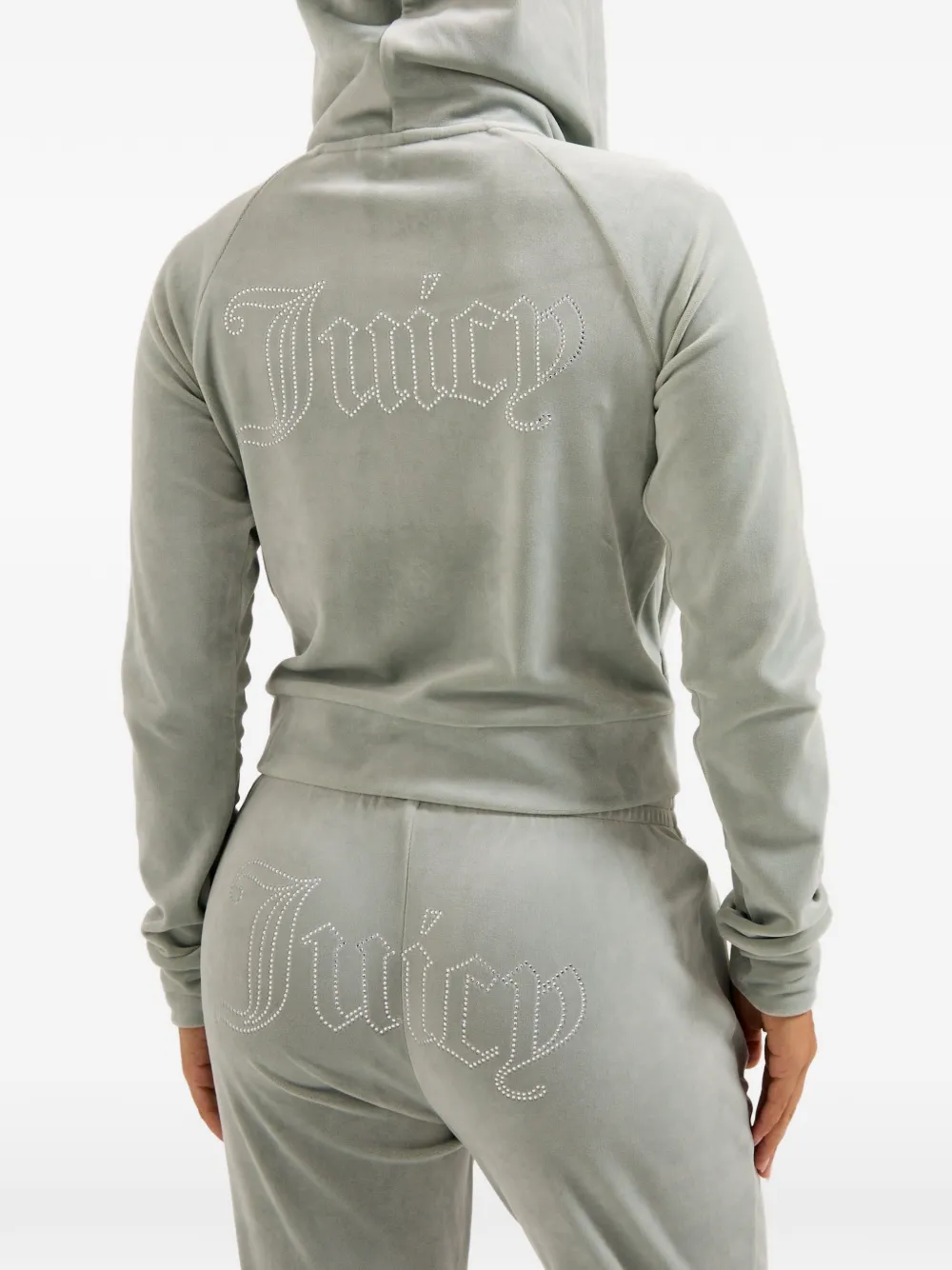 Juicy Couture Diamanté fluwelen hoodie Grijs