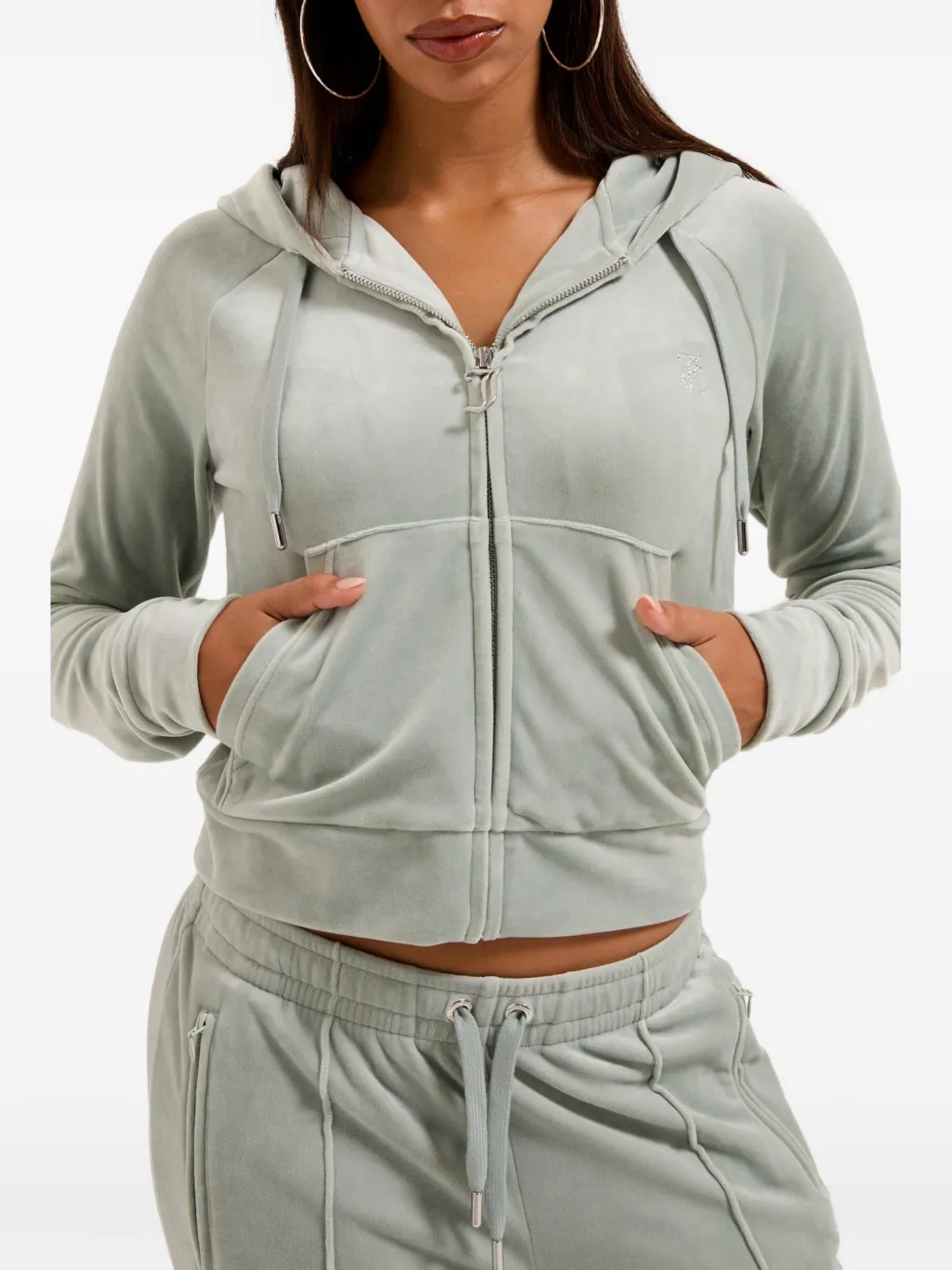 Juicy Couture Diamanté fluwelen hoodie Grijs