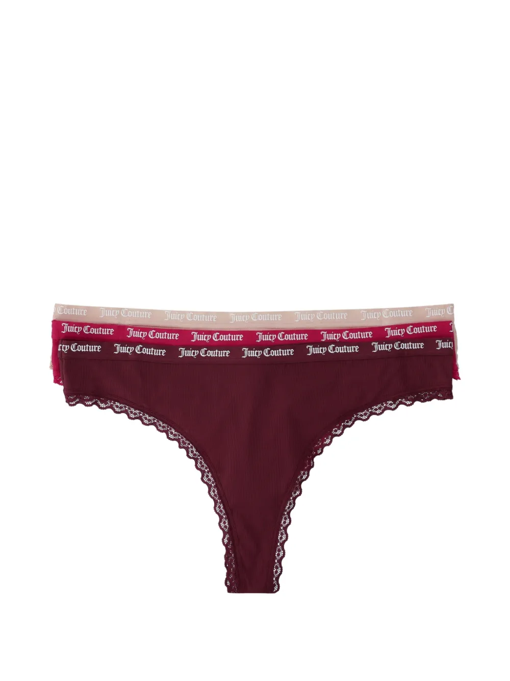 Juicy Couture Set di 3 slip con bordo in pizzo - Rosso