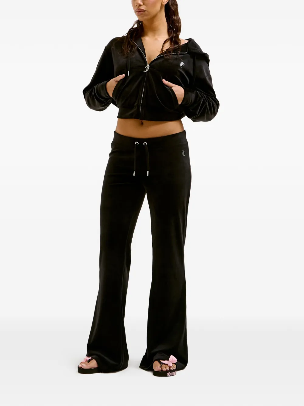 Juicy Couture Diamanté hoodie met rits Zwart