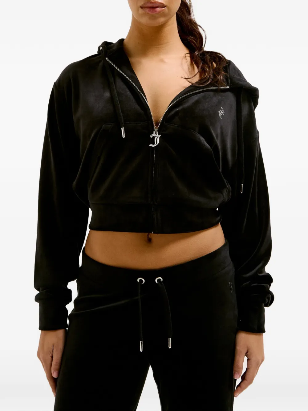 Juicy Couture Diamanté hoodie met rits Zwart