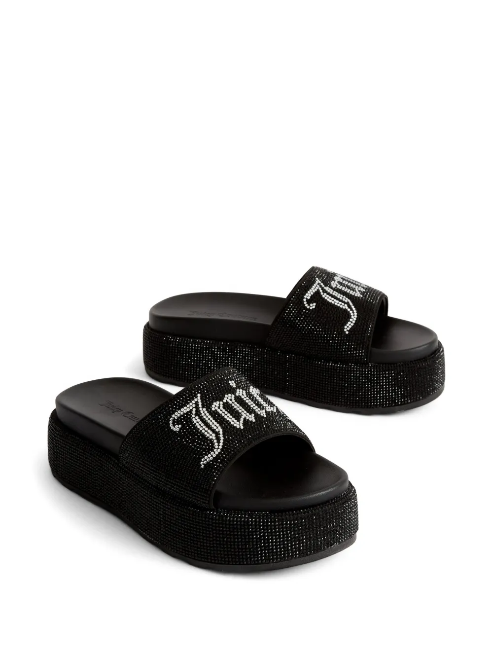 Juicy Couture Muiltjes met plateauzool en diamanté-verfraaiing Zwart