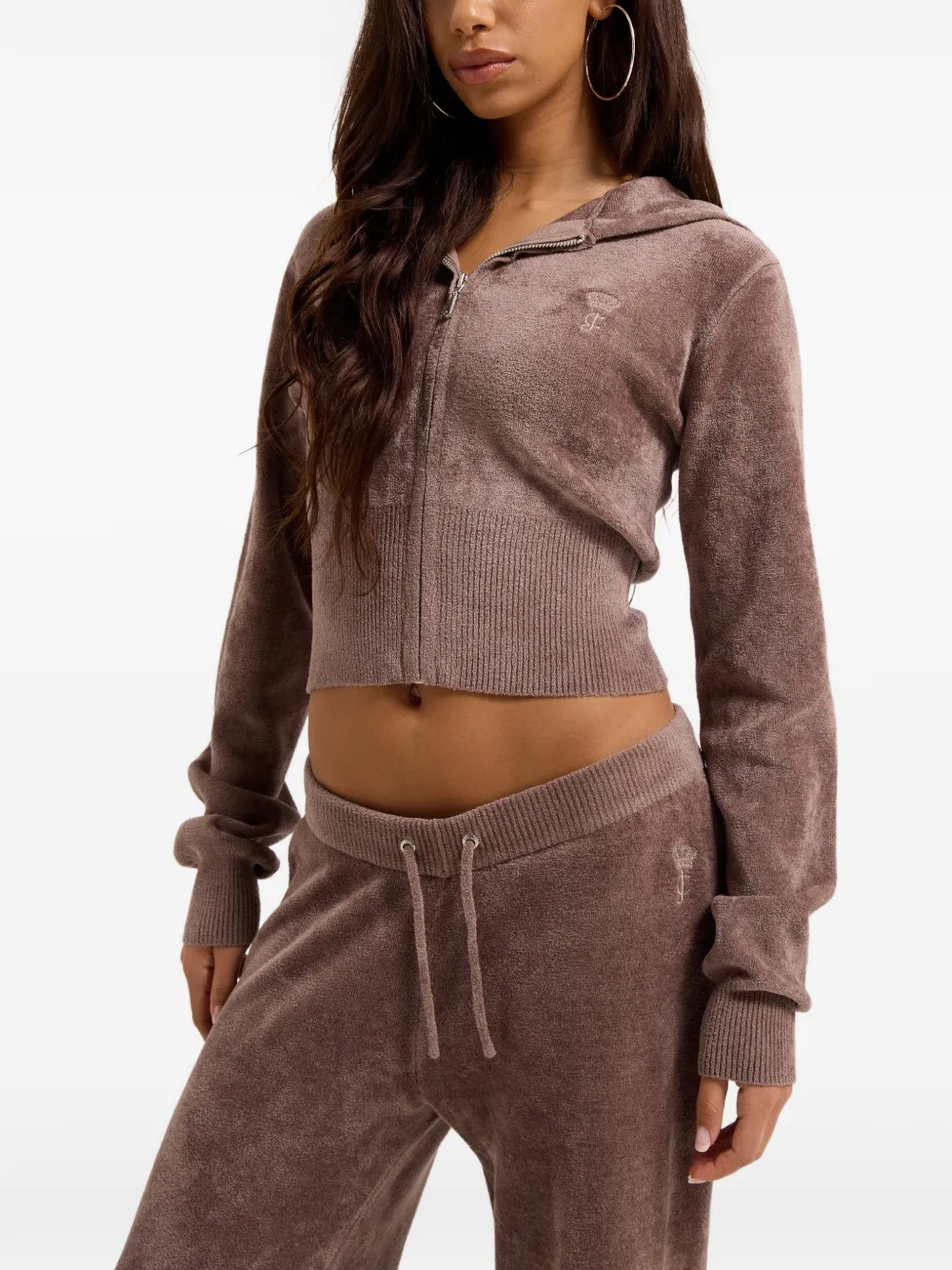 Juicy Couture Hoodie met geborduurd logo Bruin