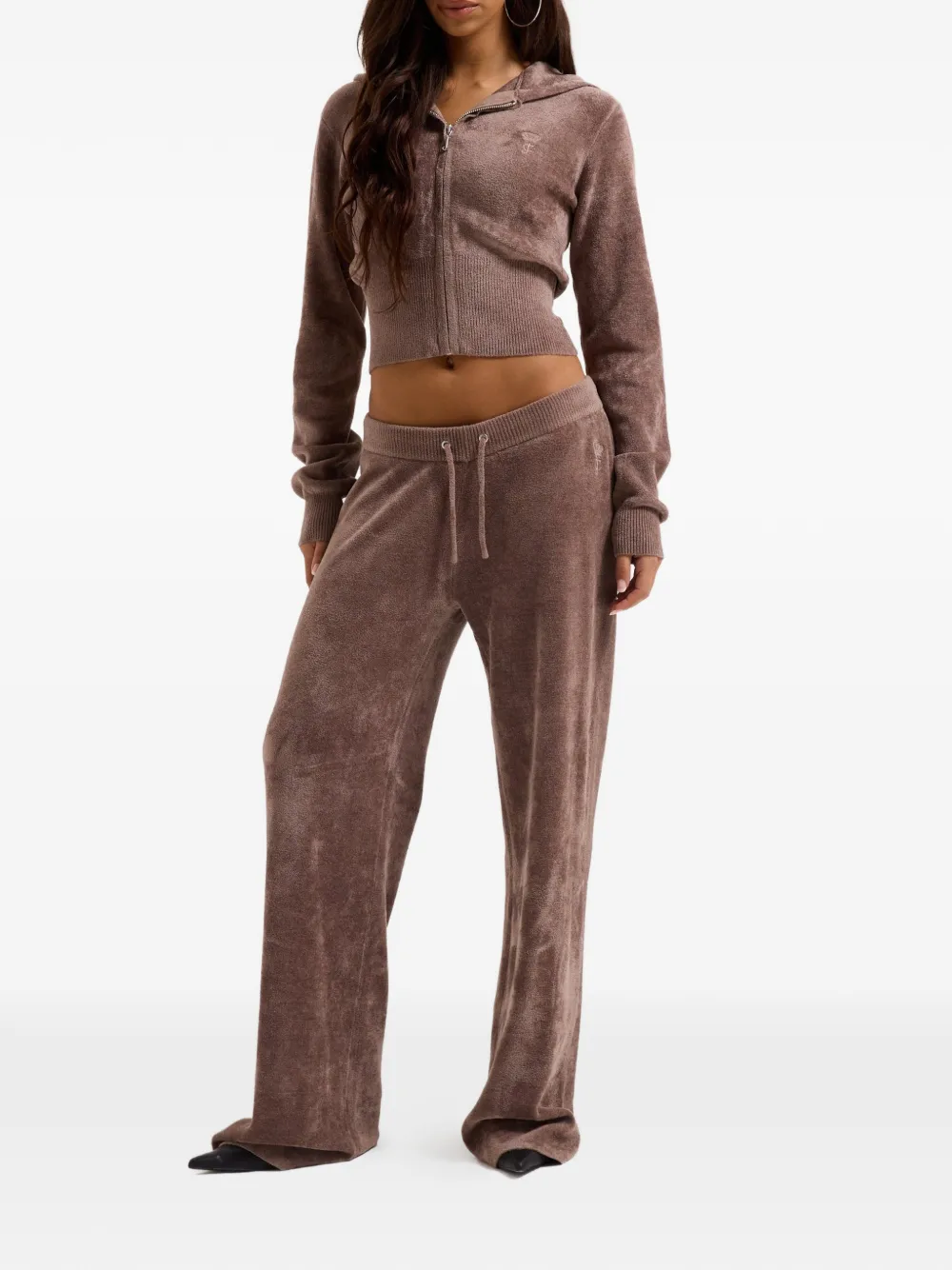 Juicy Couture Hoodie met geborduurd logo Bruin