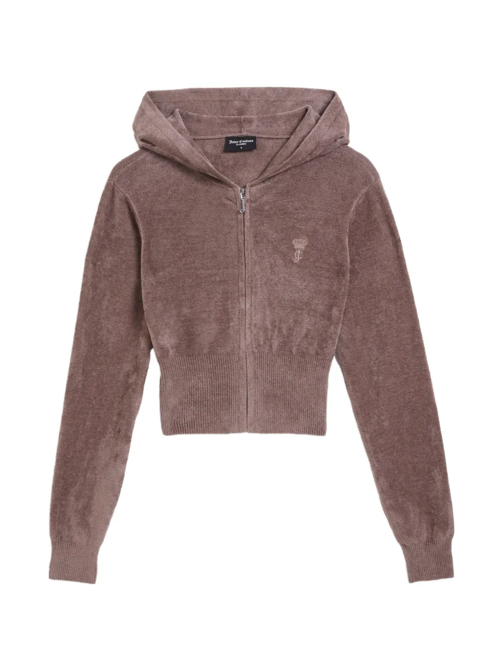 Juicy Couture Felpa con logo ricamato e zip - Marrone