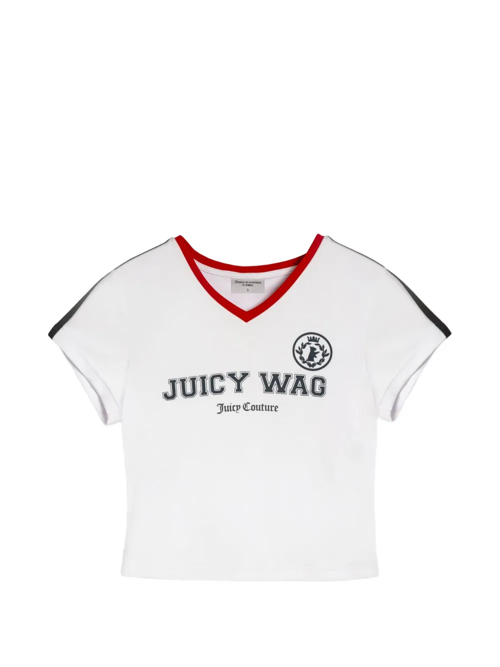 Juicy Couture T-shirt Juicy Wag con scollo a V e logo - Bianco
